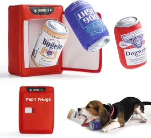 Nocciola 3 Pack Ice Cold Beer Dog Toys with a Fridge, Funny Squeaky Interactive Toys, Hide and Seek Toys to Keep Them Busy, Durable Enrichment Toy