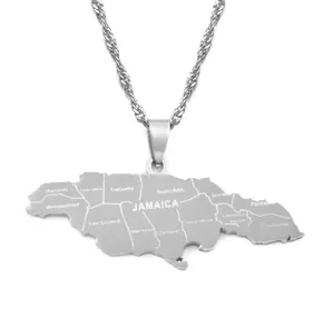 Jamaica Map Pendant + Necklace (Silver)