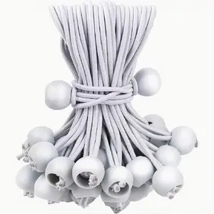 50PCS White Ball Bungee Cords, 6 Inch Heavy Duty Outdoor Bungee Cord with Balls, Tarp Tie Down Bungee Balls for Shelter, Camping, Cargo,Tent Poles UV Resistant（Ball Size 1 inch）