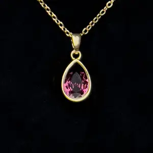 February 18K Gold Plated Necklace with Genuine Swarovski Crystal Birthstone Pendant