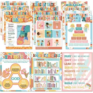 Hippie  Posters for Classroom Religious Posters 14 x 11 in Groovy Books of The  Bulletin Board Ten Commandments Poster Christian Wall Decor for Sunday School VBS Decorations Supplies
