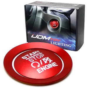 iJDMTOY Sports Red Aluminum Keyless Engine Push Start Button & Surrounding Ring Trim For Jeep 2015-up Renegade, 2017-up Compass, For Fiat 2016-2018 500 500L