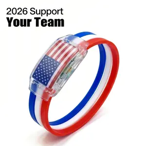 2026 USA Soccer Fan Gear LED Light Up National Flag Bracelet Glow in the Dark Silicone Wristband Game Day Watch Party Favors Sports Team Pride Accessory