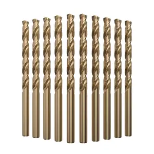 LU&MN M35 Jobber Drill Bits - M35 Cobalt HSS Ultra Hardness & Heat-Resistant - 135° Split Point, Straight Shank - Drilling for Cast Iron, Aluminum and Other Metal - 1/4", 10 pcs