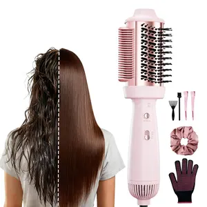 4-in-1 Blow Dryer Brush & Hair Straightener Ionic Hot Air Styler automatic curling iron