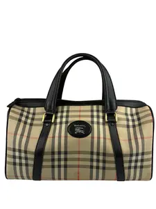 Pre-owned na Shoulder Bags Burberry Vintage Haymarket House Small Boston Bag