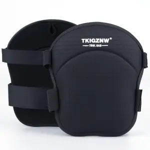 Heavy Duty Knee Pads, Professional Work Gear for Man, Black Fabric, Adjustable Straps