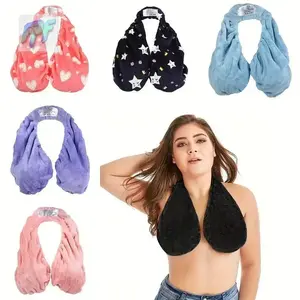 Convenient Absorbent Breathable Towel Bra Suitable for Beach, Sports, Indoor Daily Wear, Towel Hanging Around Neck, Wrapping Chest, Strapless Support, Double-Sided Plush Super Soft Warm, Suitable for Beauties, Small Gift for Beauties Hangable