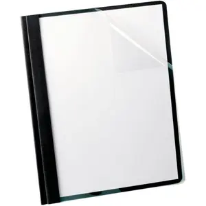 Linen Report Covers Clear Front Letter Size Folder with Prongs for Presentation at School or Office Black 5 per Pack 50406