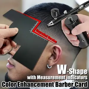 Upgraded W-Shape Barber Card Precision Hairline & Beard Shaping Tool with Measurement Guides, Styling Tools, Barber Haircut Kit, Hair Cutting Accessories