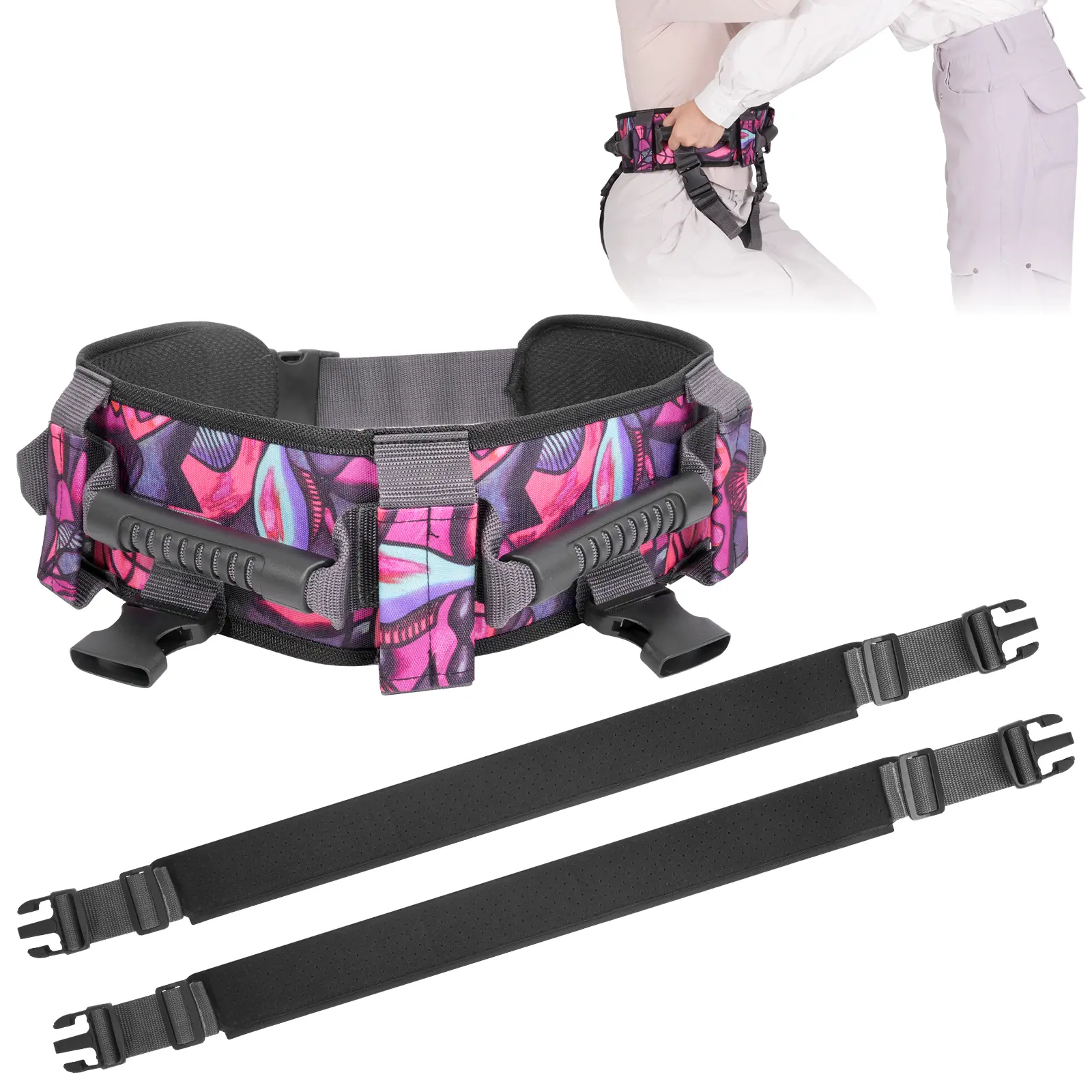 Gait Belt Transfer Belt for Elderly and Adults, Non Slip Walking Assistance Belt with Quick Release Buckle, Safe Mobility Support for Caregivers, Home Care, Rehabilitation and Daily Transfers, Fantasy Ocean Design