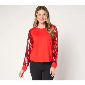 by Stacy London Two-Tone Sequin Sleeve Top