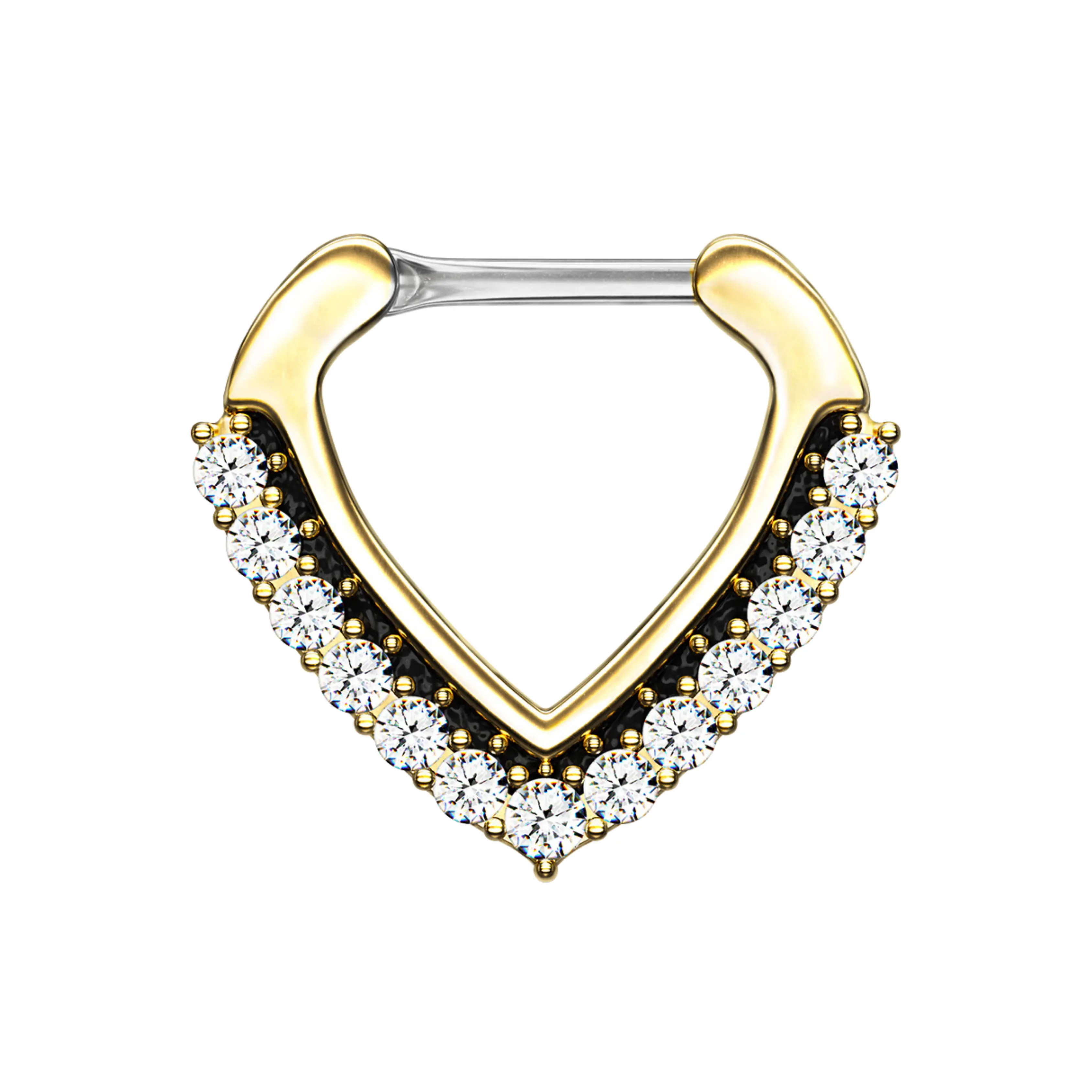 16 Gauge Diamond V-shape Septum Piercing Ring with Delicate Bead Detailing for Comfortable Daily Wear and Boho Chic Style