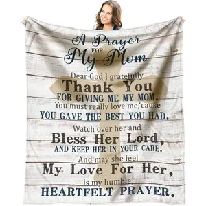 For Mother's Day Religious "A Prayer for My Mom" Blanket,Rustic Wood Cross Soft Throw, Best Gift for Mom for Birthday/Mother's Day,Birthday Gifts for Mom From Daughter, Son Birthday Presents for Moms