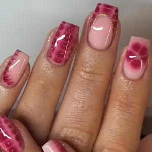CurvLife Ruby Scales Press On Nails – Unique Red Gradient with Crocodile Texture Effect, Nude Pink Base and Subtle Gold Accents, Eye-Catching Yet Elegant Design, Easy to Apply, Durable and Reusable, Perfect for Fashion Lovers, Parties and Special Occasion