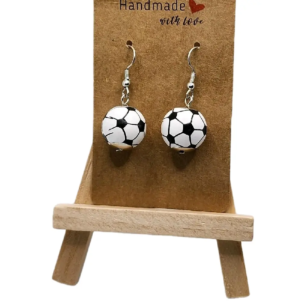 Handmade High-Quality Soccer Earrings for Female Fans - Stylish Durable Soccer Ball Design Lightweight Comfortable Secure Clasps Perfect Gift