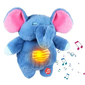 Breathing Stuffed Animal, Soothing Breathing Stuffed Animal Elephant for Anxiety Adults and Kids Breathing Lights and Sound Machine