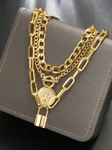 3pcs Vintage Elegant Punk Style Twist Lock Pendant Necklace Set, Multi-Layer Choker Necklace for Women, Perfect for Vacation and Daily Party, Exquisite Chain Jewelry