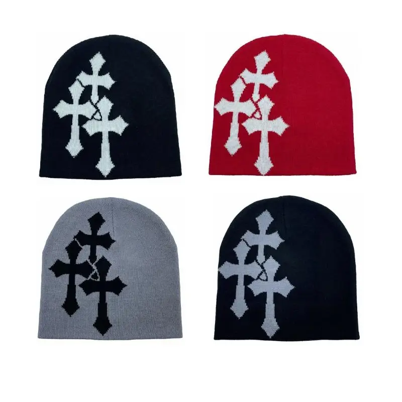 Unisex Jacquard Graphic Beanie Hat - Fashion Elasticity, Stylish Letter Print, Versatile Fit, Hip Hop Street Style, Lightweight Acrylic Knit Skull Cap, All-Season Comfort, Machine Washable for Spring & Summer Outdoor Activities, Streetwear Casual Use