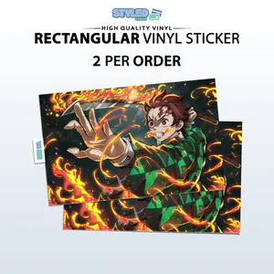 TANJIRO fire  rectangular vinyl sticker
