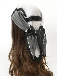 Women's Patchwork Print Silk Satin Scarf, Soft Comfortable Hair Scarf for Sleeping, Casual Versatile Hair Accessories for Women & Girls