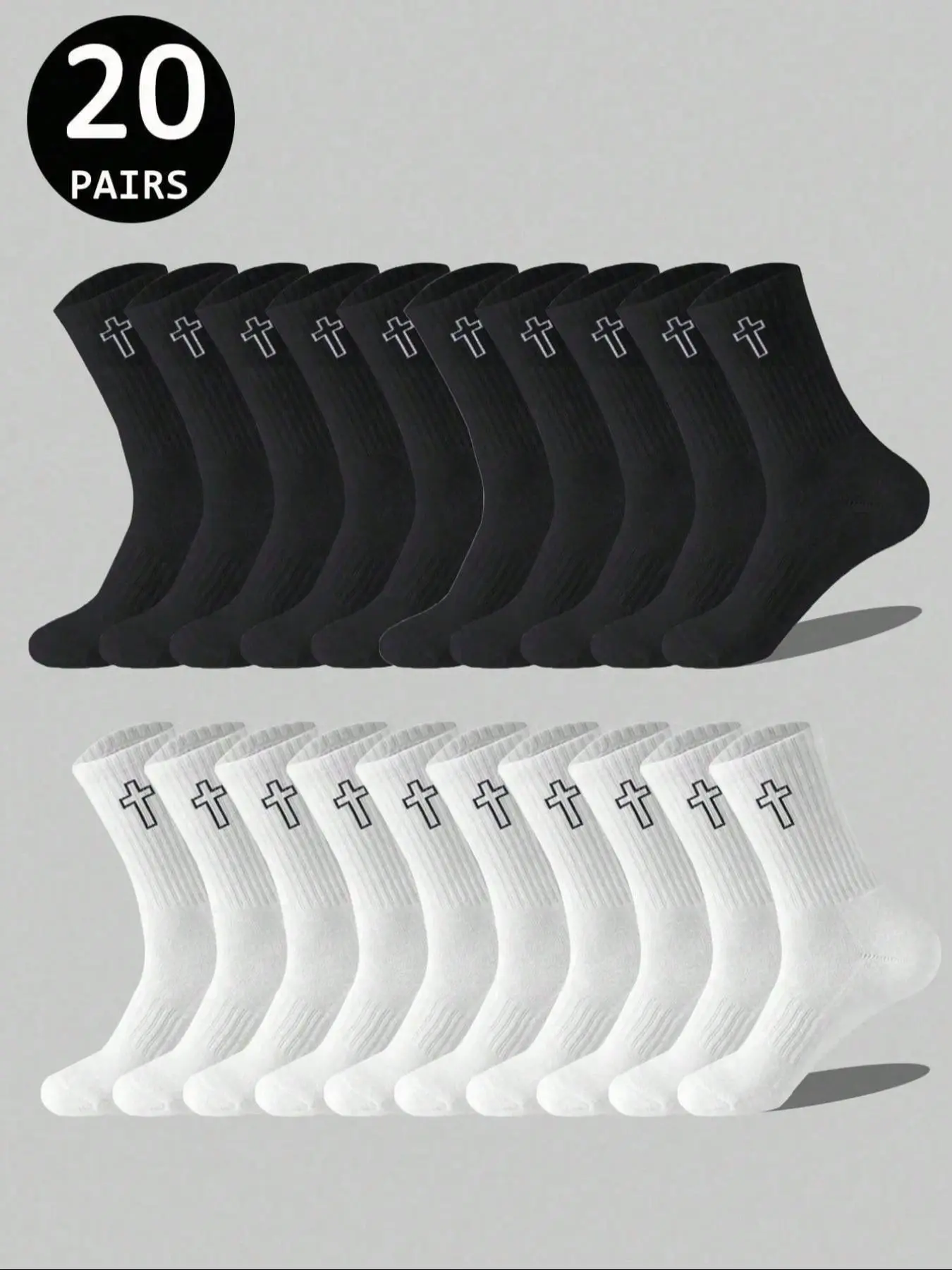 Men's Casual Socks, 10 Pairs/20 Pairs, Medium-Length, /, Odor-Resistant, Breathable, Sweat-Absorbent, Daily Wear, Casual Comfy Socks, Casual Fashion Socks