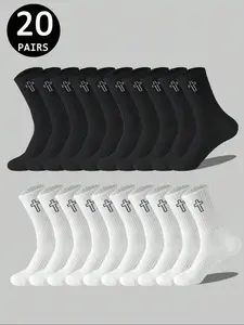 Men's Casual Socks, 10 Pairs/20 Pairs, Medium-Length, /, Odor-Resistant, Breathable, Sweat-Absorbent, Daily Wear