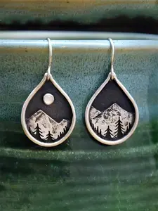 Sunset Landscape Water Drop Earrings, Unique Vintage Fashion Design, Elegant Dangle Earrings for Daily Wear, Perfect Gift Choice