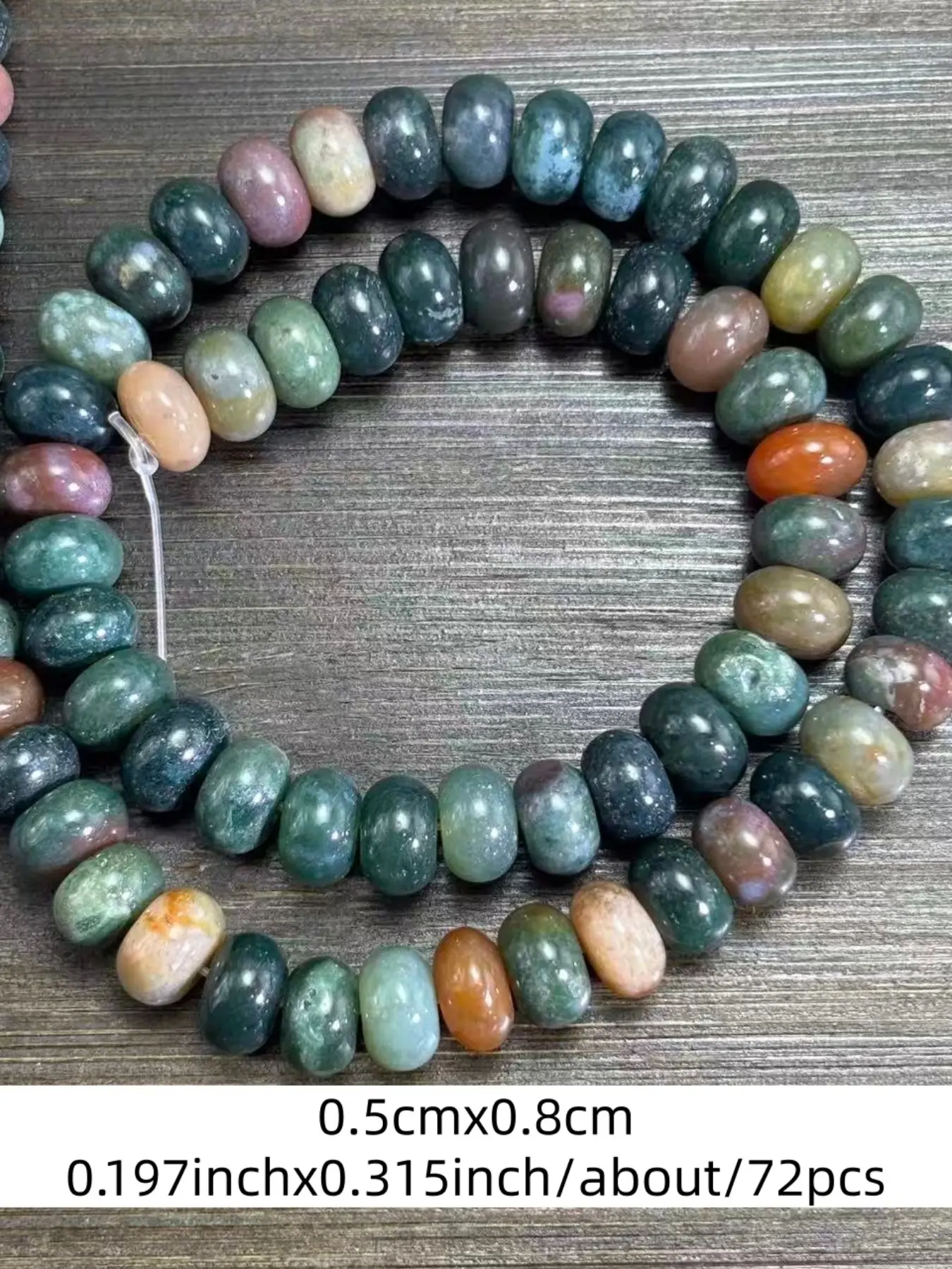 5x8mm 72pcs Natural Stone Indian Agate Beads, Gemstone, Hole Design for Stringing, Beading, DIY Bracelet Making, Craft Supplies, Jewelry Making Accessories