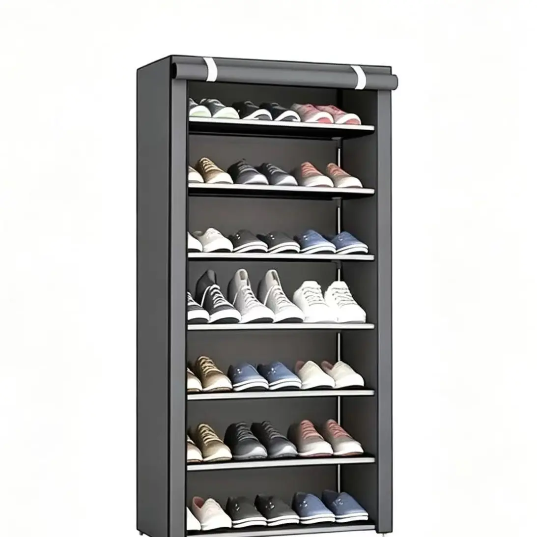 Simple multi-layer steel pipe combined dust-proof shoe cabinet, an economical and practical shoe rack with cover suitable for student dormitories and home storage, Freestanding Shoe Storage, Freestanding Shoe Organizer