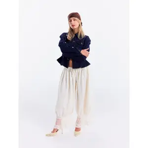 Cider Mid Rise Lace Patched Drawstring Cropped Bloomer Pants SwimWeek