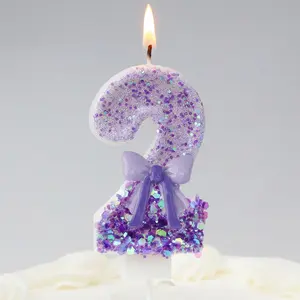 1pcs Purple bow creative birthday cake candles, suitable for children's birthdays, wedding party decorations, Halloween, Christmas events, party supplies, Cake decorating supplies, holiday parties such as New Year, Valentine's Day