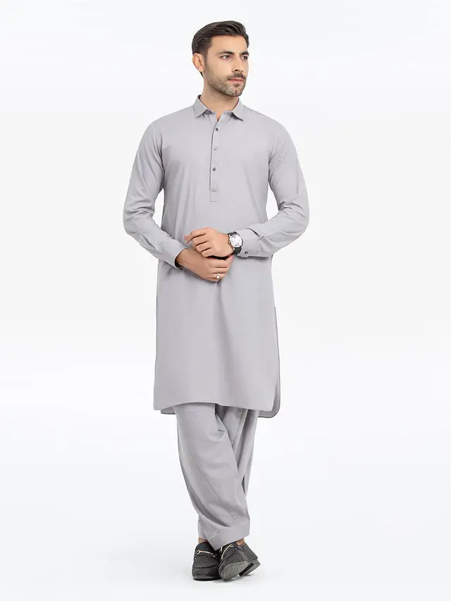 Edenrobe Men's Grey Kurta Shalwar - EMTKS24S-41136 NY(Top3)