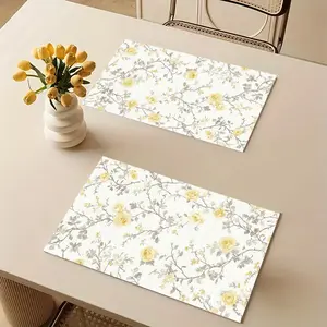 Vintage Floral Placemats Set of 2/4/6/8pcs, Durable Table Mats for Parties, Coffee Tables, Dining Rooms, Home Decor