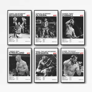 NBHYK Set of 6 Boxing Poster UFC Wall Art Fighter Legends Vintage Fight MMA Brazilian Fighter Modern Family Bedroom Decor Posters Unframe-Style Artwork Design Ornaments
