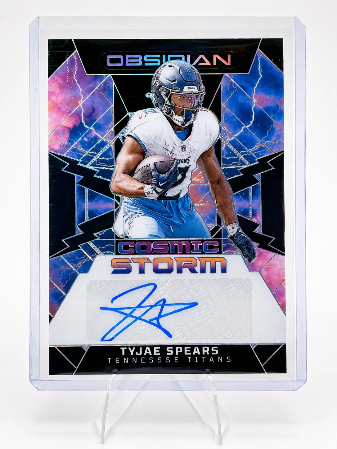 Tyjae Spears 2024 Panini Obsidian Cosmic Storm Auto – Tennessee Titans