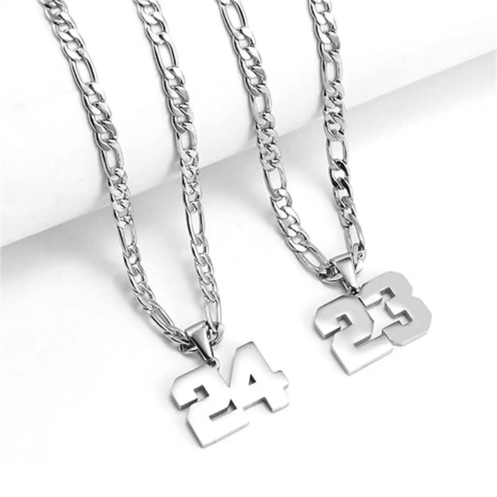 Number Necklace 0-99 Silver Stainless Steel Athlete Memorial Number Daily Match