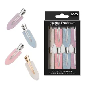 Market Fresh Beauty Creaseless Hair Clips, 8-Pack – No-Crease Styling Clips for Sectioning, Makeup, and All Hair Types (White, Pink, Pearl)