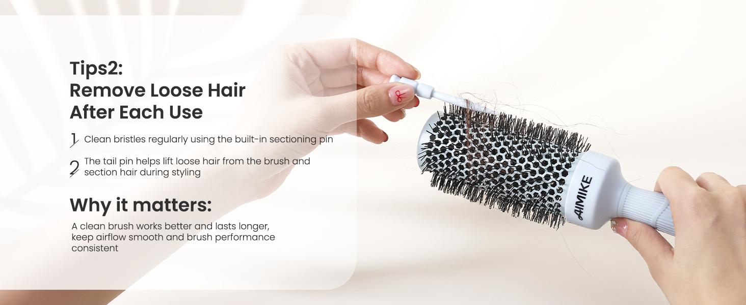 AIMIKE NaturaVol Round Brush for Blow Out, Nano Thermal Ceramic Round Hair Brush for Fine Hair, Fast Blow Dry for Smooth Salon-Style Finish at Home, Adds Volume,Blue (1.3" Barrel, 2.1" with Bristles)