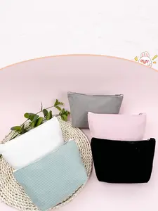 Unisex Corduroy Makeup Bag, Lightweight Portable Handheld Cosmetic Pouch Organizer, Suitable for Daily Use, Travel, Home Storage