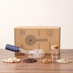 Portable Glass Coffee Bean Roaster High Borosilicate Glass Manual Home Coffee Roasting Kit Stove-safe for Small Batch Roasting Nuts and Coffee Beans (11.8 * 5.9 * 3.5)