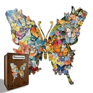 Butterfly Puzzle Wooden Irregular Jigsaw Decoration Gift, Stress Relief Toy, Perfect Birthday Present, Quercus Plant Harvested in China