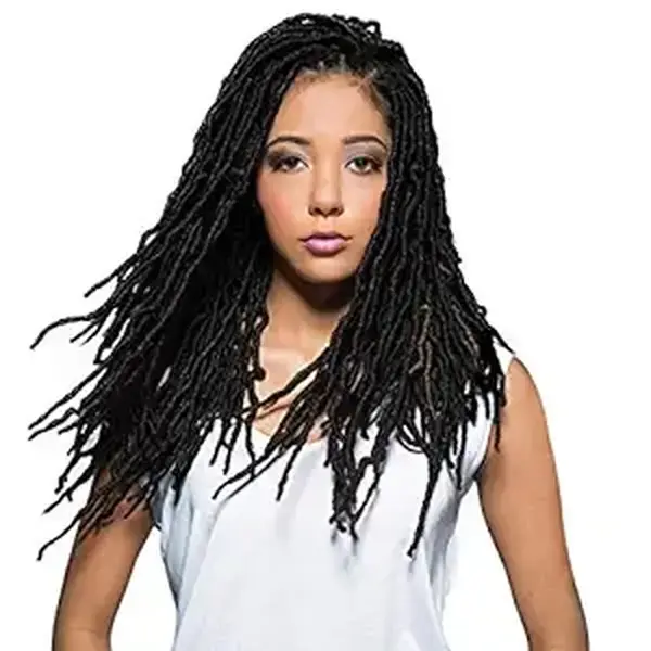Bobbi Boss Nu Locs Crochet Extensions, 18 Inches Hand-Made Synthetic Hair, Pre-Looped Strands with Natural Texture, Hot Water Setting, 21 Strands, African Roots, Bob Braids Style, Textured Curly Synthetic Extensions & Pieces, Hair Extension Styles