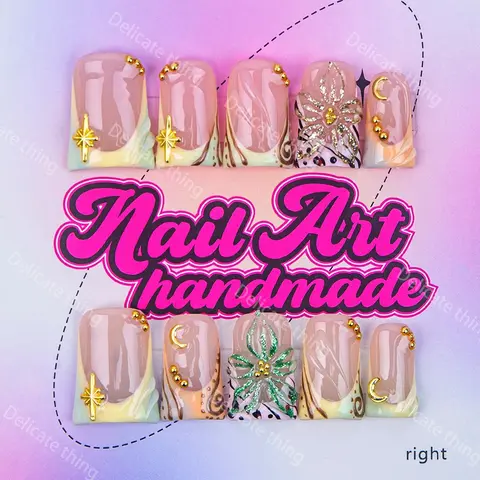 Y2K Style Duckbill Nail Tips Set, Diy Fake Nails, Handmade Wearable Nails with Beads & French Design, Nail Decorations, Decorative Nails, Perfect Gift for Women, Nail Art Set