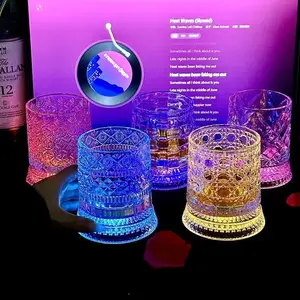 Premium 360° Rotating LED Glow Crystal Cup – Color-Changing Light-Up Barware, Luxury Nightclub & Party Drinkware, Elegant Gift for Home Entertaining soda glass