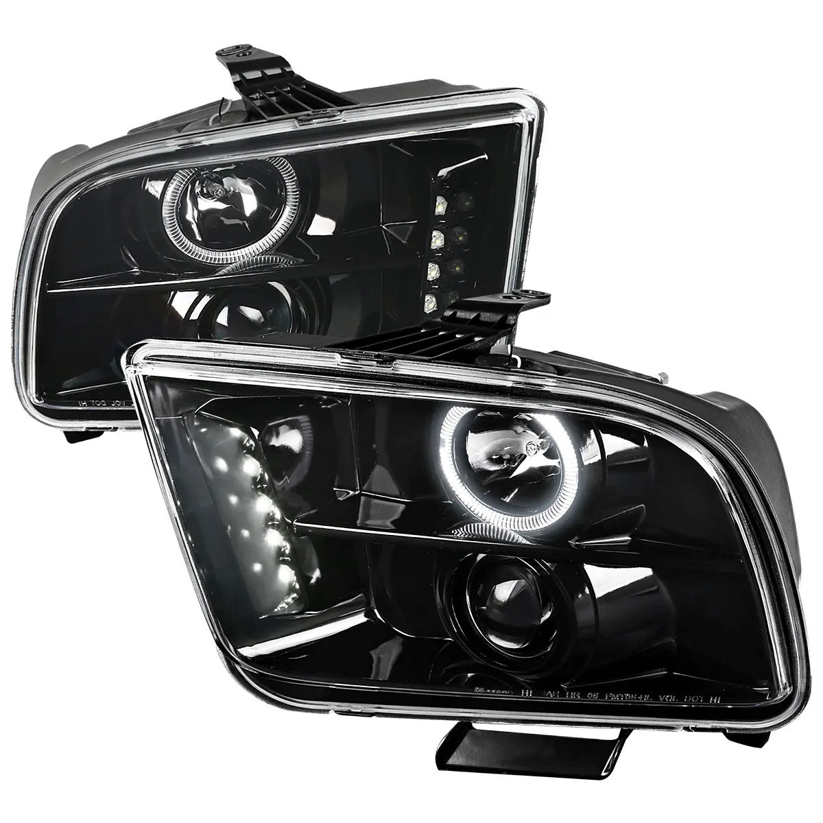 2005-2009 Ford Mustang  Halo Projector Headlights (Jet Black Housing/Clear Lens)