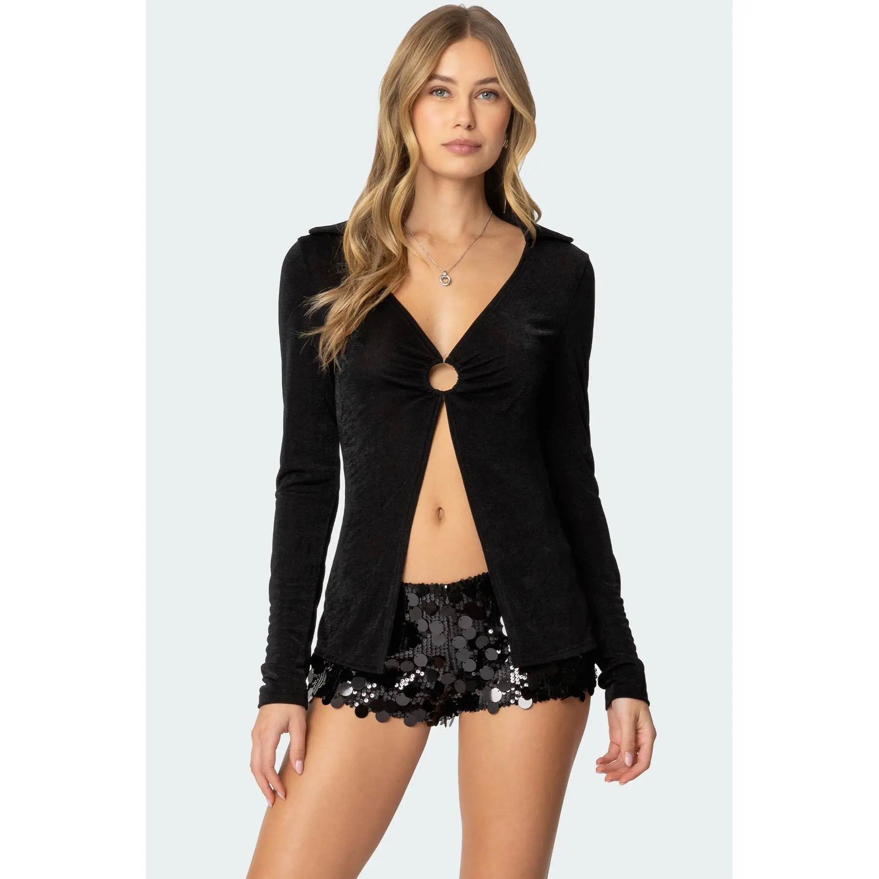 Daria Split Front Long Sleeve Top