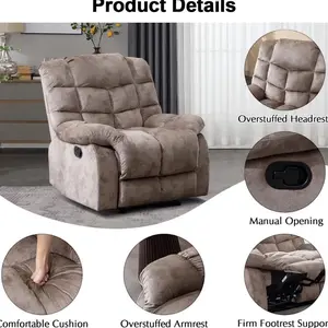 EBELLO Manual Recliner Chair Soft Fabric...