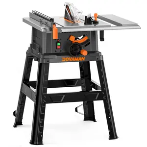 DOVAMAN DTS10A Table Saw, 10-Inch 15A Table Saw/W Stand, Max Cutting Height: 2.48" (45°) / 3.35" (90°), 5300 RPM Copper Motor, Extension on One Side, Multifunctional Table Saw for Various Wood Working,#Summervibes