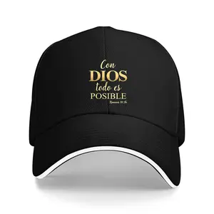 Unisex Faith-Based Graphic Hat - 1 Piece Religious-Themed Baseball/Trucker Cap with "Con DIOS todo es POSIBLE" & Romans 19:1b Print, Suitable for All Seasons, Faith-Based Graphic Hats